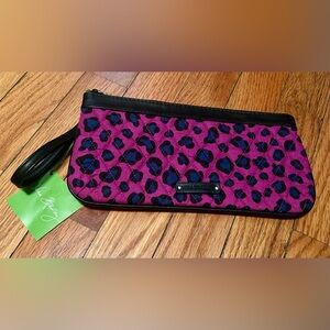 Vera Bradley Trimmed Wristlet Purple Leopard Spots- New with Tags